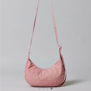 NWT BAGGU Small Nylon Crescent Bag Rose Tan